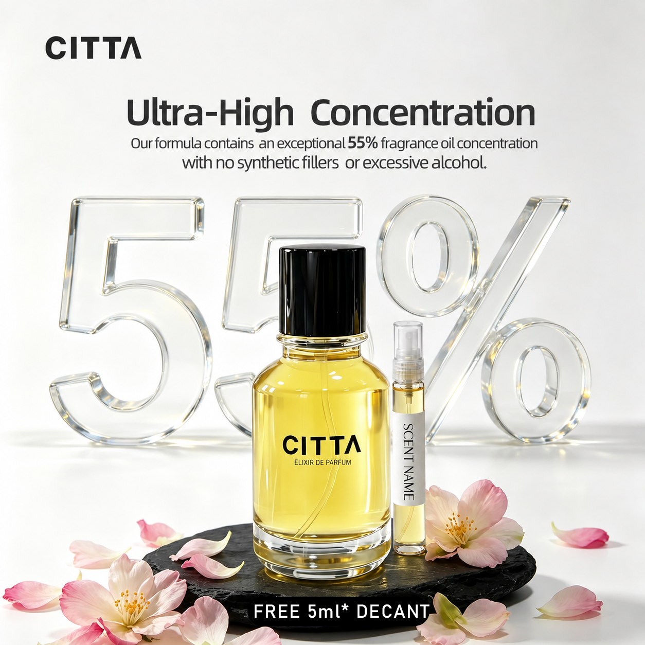 CITTA 55% OIL CONCENTRATED PARFUM 55ML FREE 5ML*DECANTS